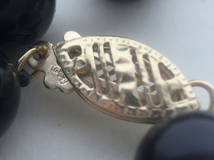 Black Onyx Necklace With 14K Gold Spacers And 14K Gold Clasp 30.9g *JUST ADDED* [Photo 10]