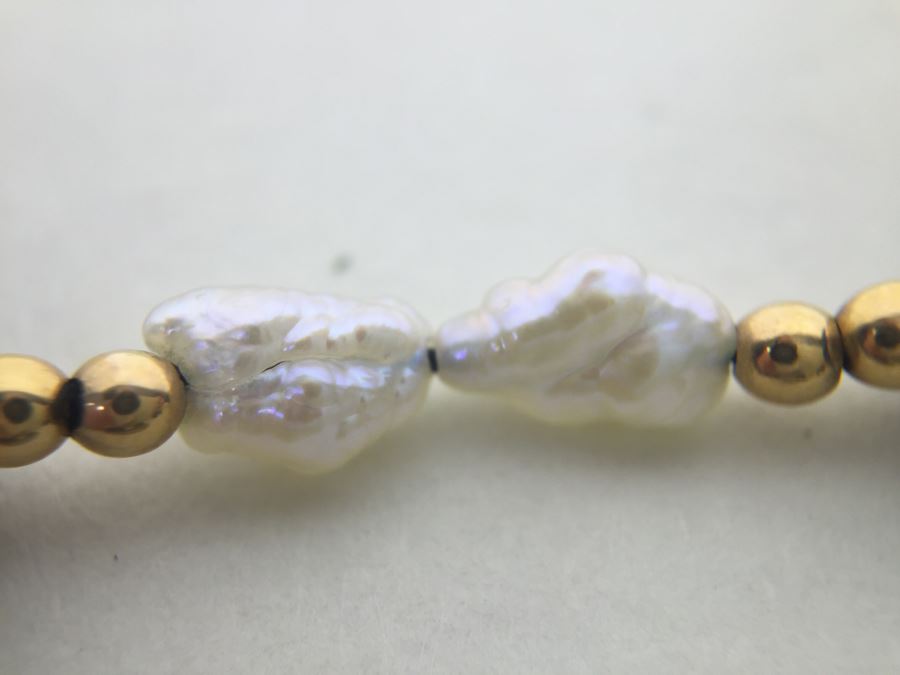 Bracelet With Lapis Lazuli Stones, Pearls And 14K Gold Spacers And 14K Gold Clasp 5.5g *JUST ADDED* [Photo 9]