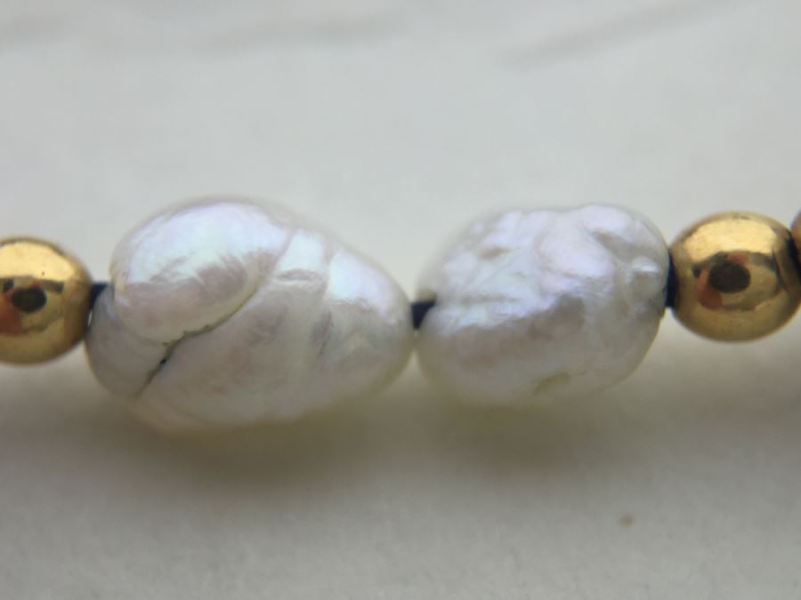 Bracelet With Lapis Lazuli Stones, Pearls And 14K Gold Spacers And 14K Gold Clasp 5.5g *JUST ADDED* [Photo 7]