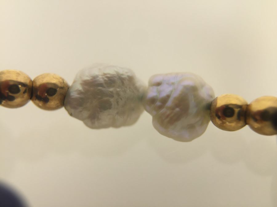 Bracelet With Lapis Lazuli Stones, Pearls And 14K Gold Spacers And 14K Gold Clasp 5.5g *JUST ADDED* [Photo 14]