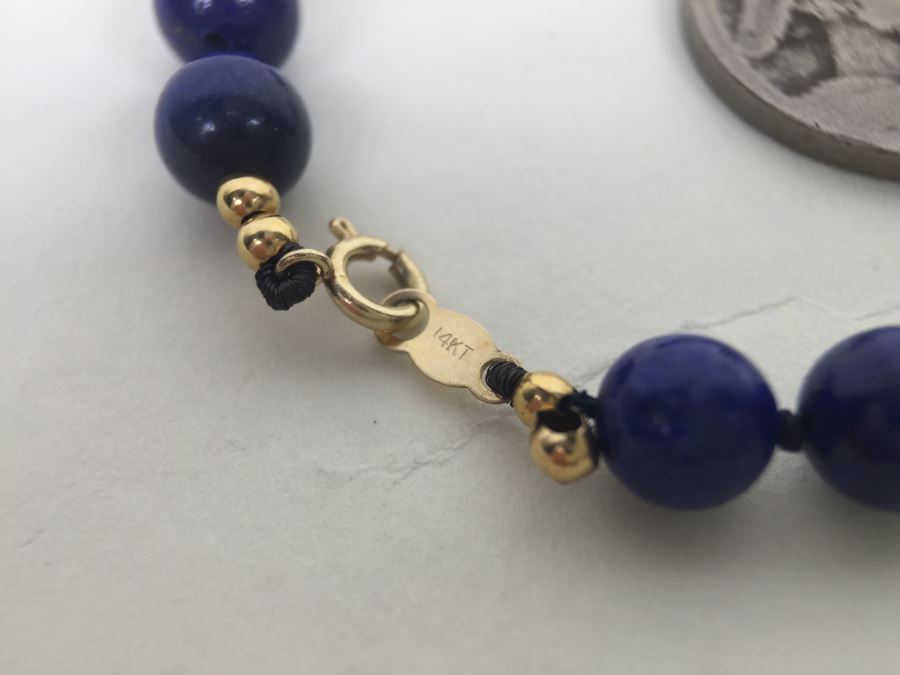 Bracelet With Lapis Lazuli Stones, Pearls And 14K Gold Spacers And 14K Gold Clasp 5.5g *JUST ADDED* [Photo 6]
