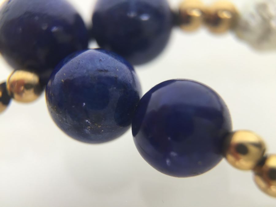 Bracelet With Lapis Lazuli Stones, Pearls And 14K Gold Spacers And 14K Gold Clasp 5.5g *JUST ADDED* [Photo 13]