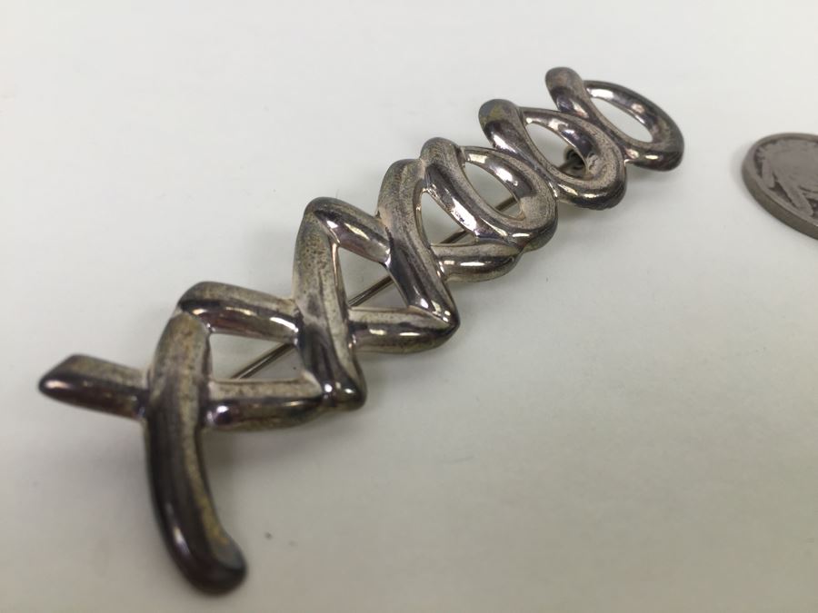 Sterling Silver XXXOOO Brooch Pin Thailand 5.5g *JUST ADDED* [Photo 2]