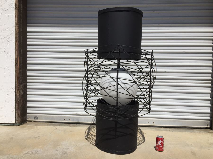 Huge Modernist Black And White Metal Pendant Light Fixture [Photo 12]