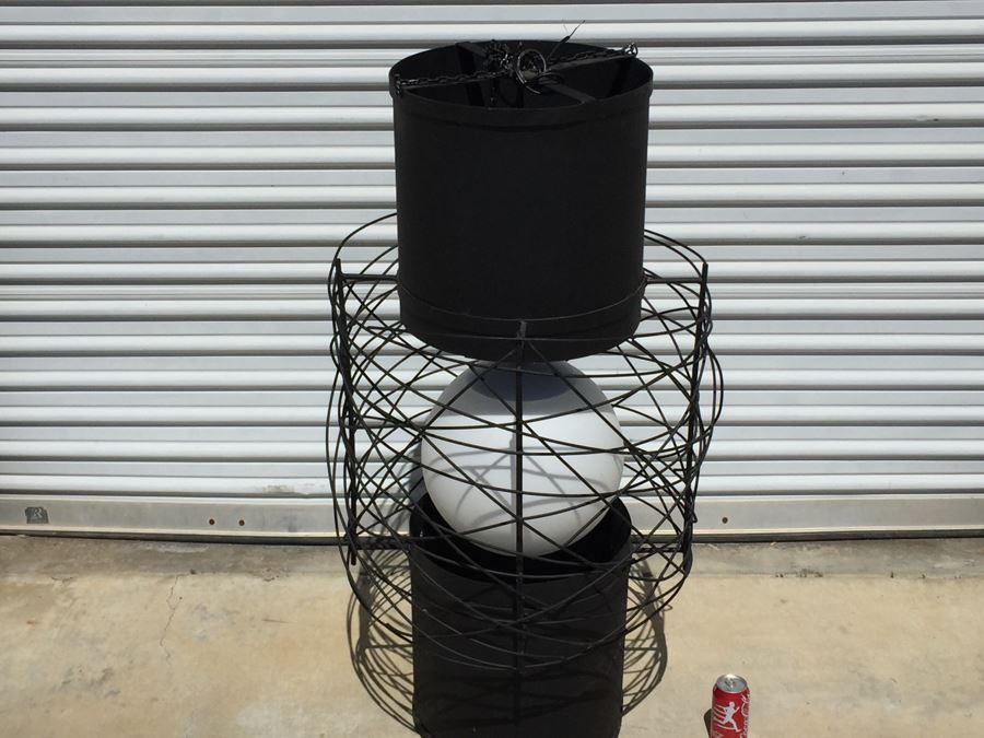 Huge Modernist Black And White Metal Pendant Light Fixture [Photo 19]