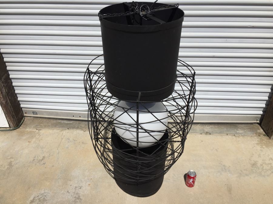 Huge Modernist Black And White Metal Pendant Light Fixture [Photo 2]