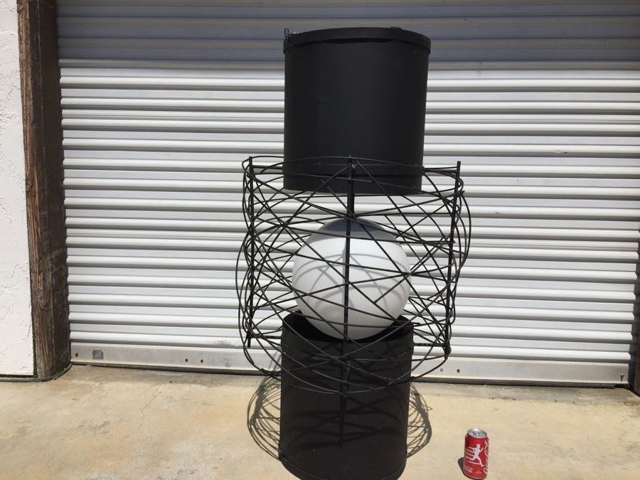 Huge Modernist Black And White Metal Pendant Light Fixture [Photo 13]