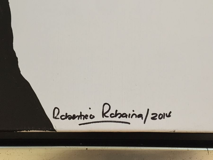 Original B&W Oil Painting Of John Lennon By Cuban Artist Roberto Robaina On Canvas 100 X 70CM Signed Front And Back 'Imagine' [Photo 3]