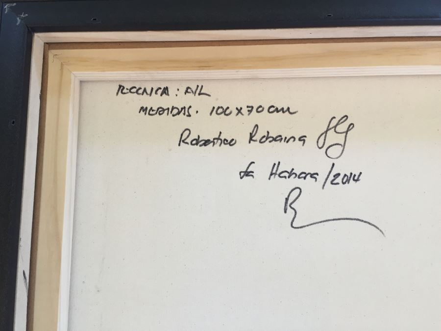 Original B&W Oil Painting Of John Lennon By Cuban Artist Roberto Robaina On Canvas 100 X 70CM Signed Front And Back 'Imagine' [Photo 10]