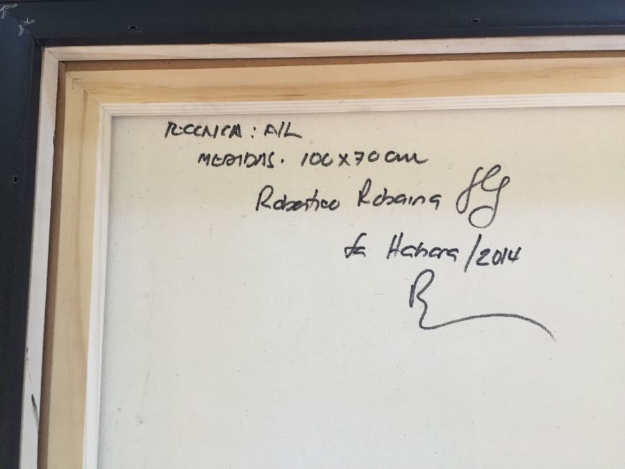 Original B&W Oil Painting Of John Lennon By Cuban Artist Roberto Robaina On Canvas 100 X 70CM Signed Front And Back 'Imagine' [Photo 9]