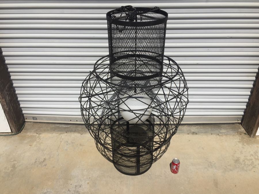 Huge Modernist Black And White Metal Pendant Light Fixture [Photo 12]