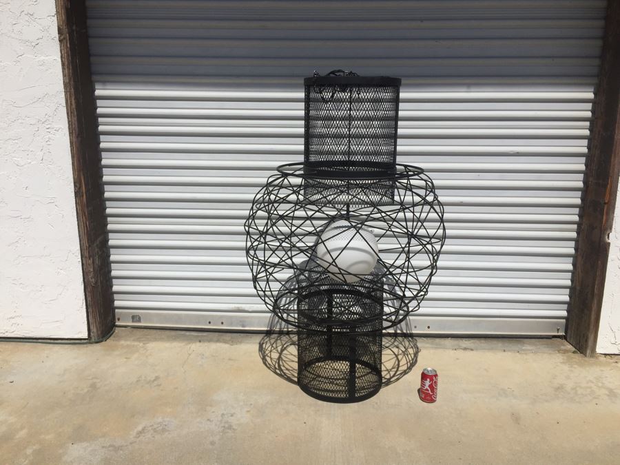 Huge Modernist Black And White Metal Pendant Light Fixture [Photo 17]