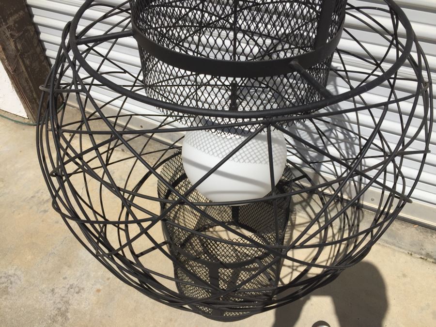 Huge Modernist Black And White Metal Pendant Light Fixture [Photo 8]