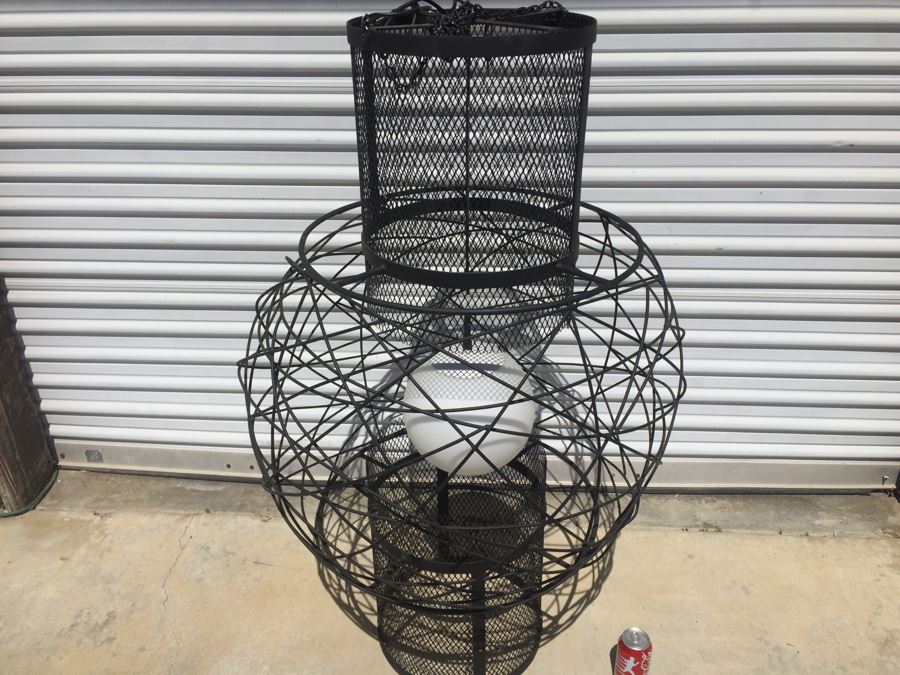 Huge Modernist Black And White Metal Pendant Light Fixture [Photo 15]
