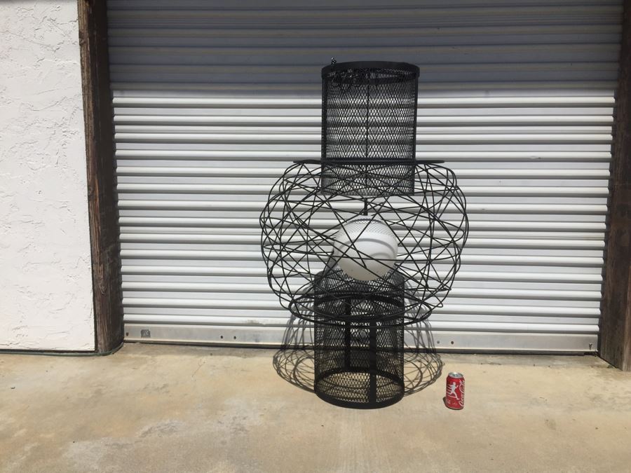 Huge Modernist Black And White Metal Pendant Light Fixture [Photo 18]