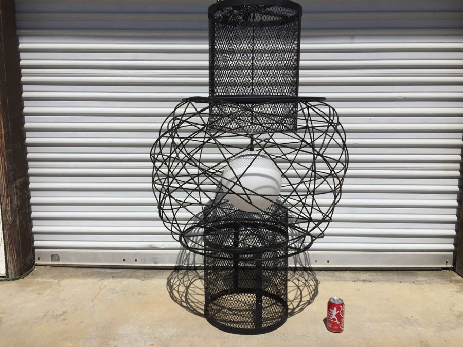 Huge Modernist Black And White Metal Pendant Light Fixture [Photo 4]