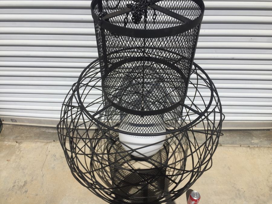 Huge Modernist Black And White Metal Pendant Light Fixture [Photo 14]