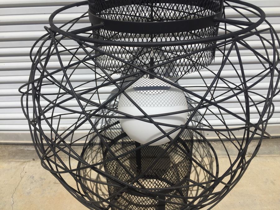 Huge Modernist Black And White Metal Pendant Light Fixture [Photo 16]