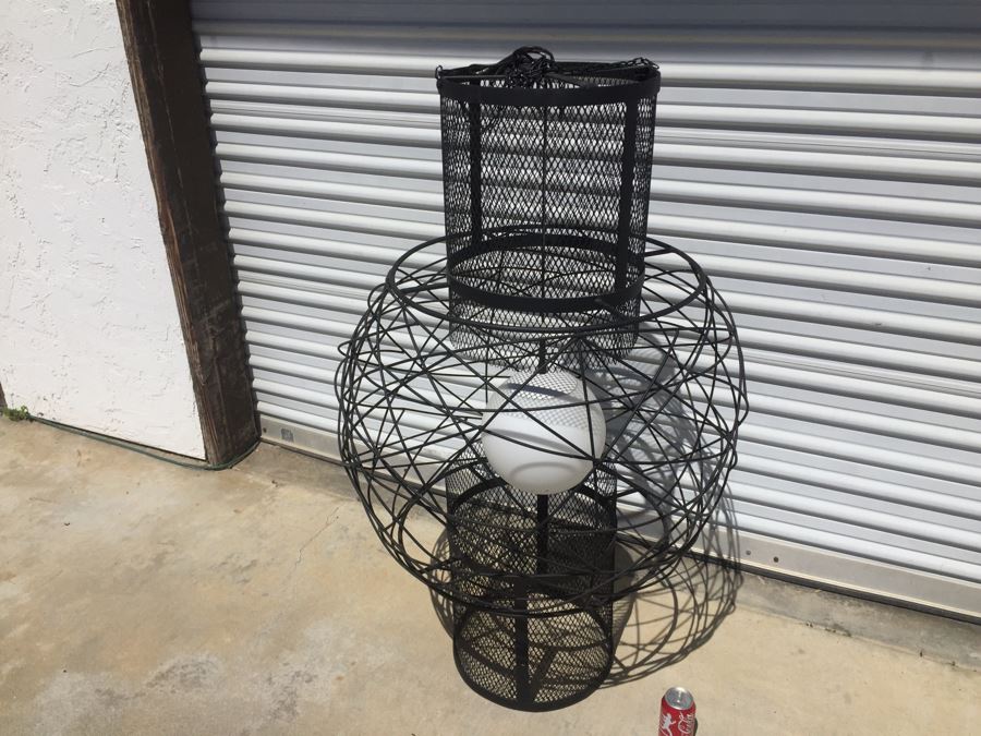 Huge Modernist Black And White Metal Pendant Light Fixture [Photo 19]