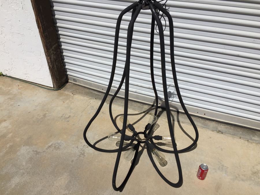 Large Modernist Metal 6-Bulb Light Fixture [Photo 5]