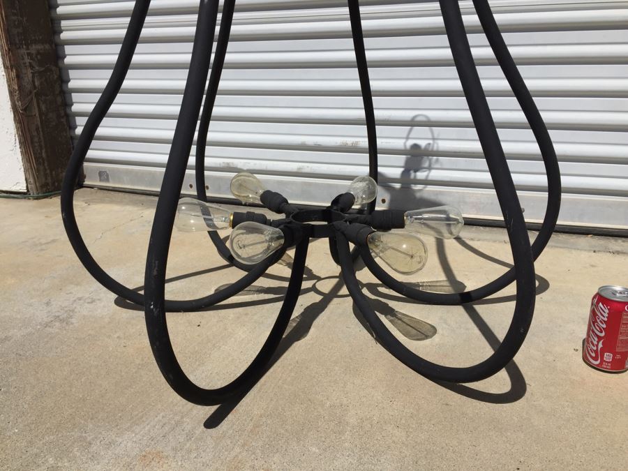 Large Modernist Metal 6-Bulb Light Fixture [Photo 2]