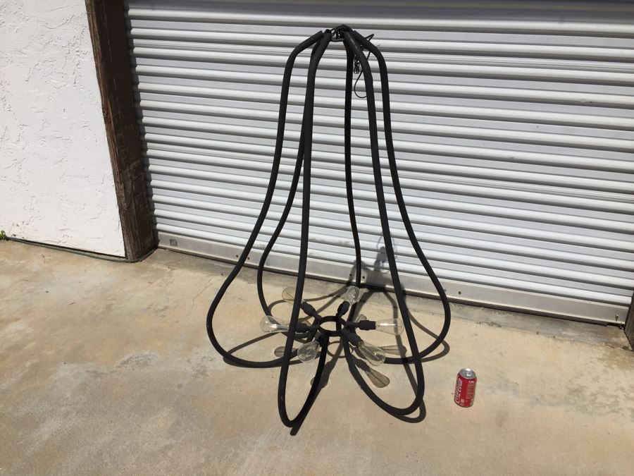 Large Modernist Metal 6-Bulb Light Fixture [Photo 4]