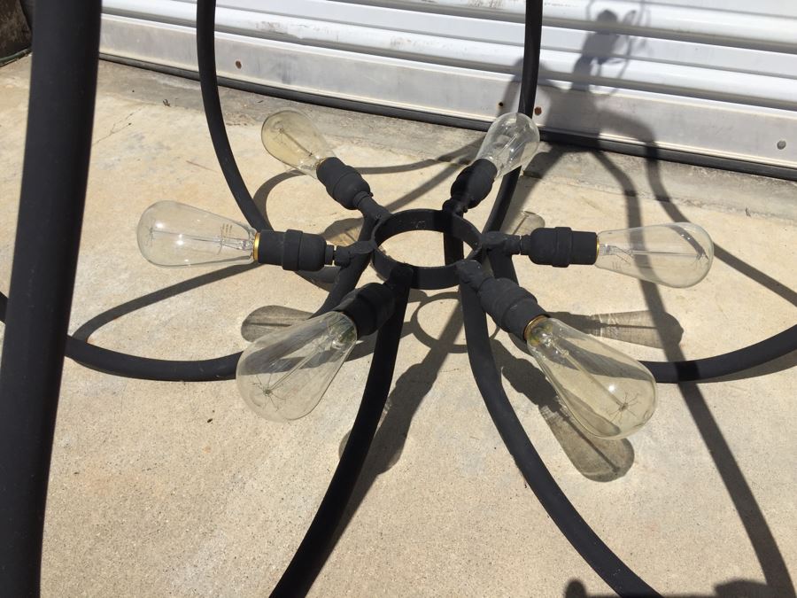 Large Modernist Metal 6-Bulb Light Fixture [Photo 3]