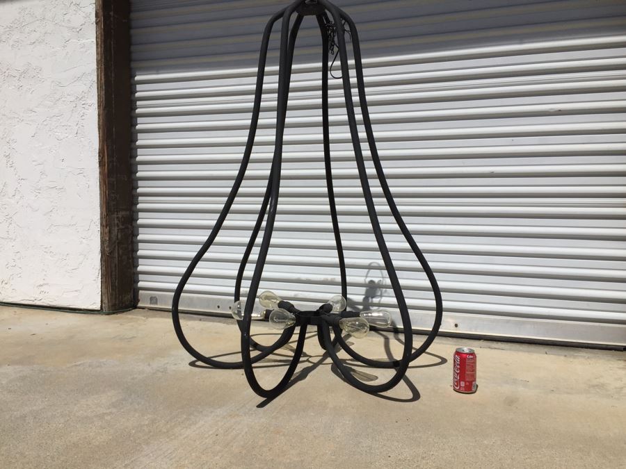 Large Modernist Metal 6-Bulb Light Fixture [Photo 9]