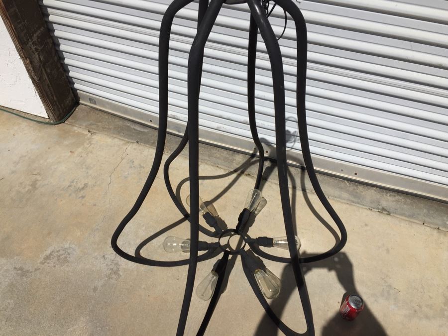 Large Modernist Metal 6-Bulb Light Fixture [Photo 6]