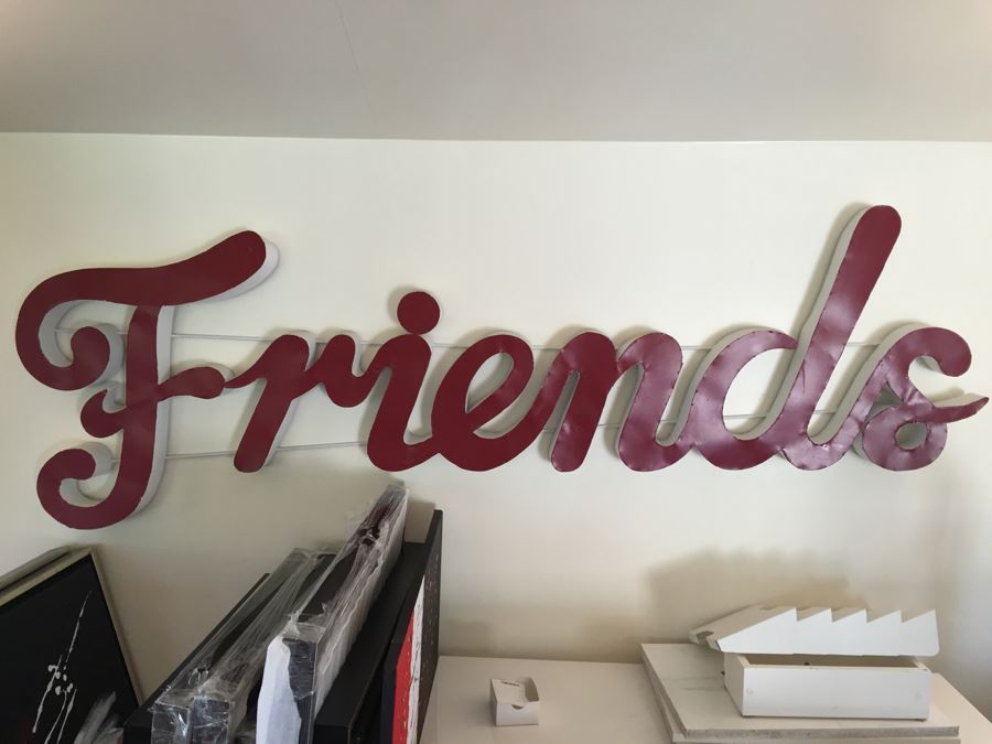 Metal Red And White 'Friends' Sculpture Wall Sign [Photo 6]