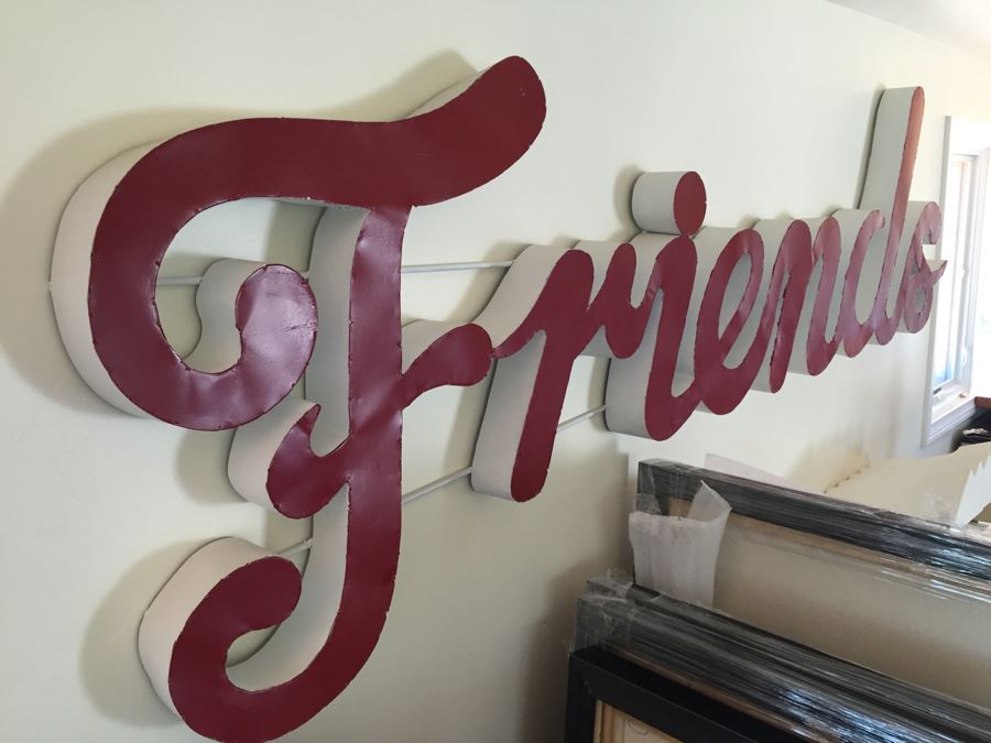 Metal Red And White 'Friends' Sculpture Wall Sign [Photo 2]