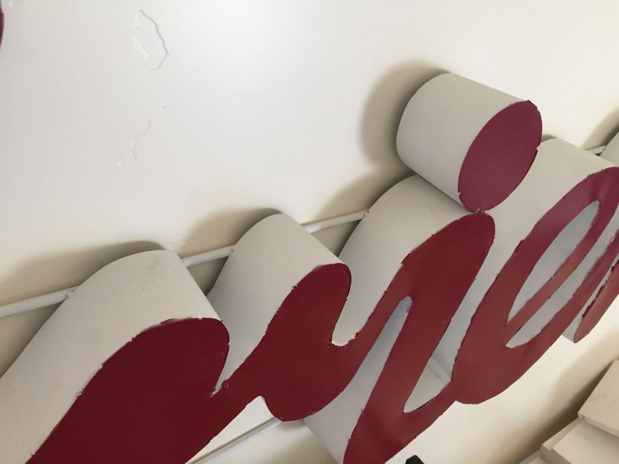 Metal Red And White 'Friends' Sculpture Wall Sign [Photo 11]