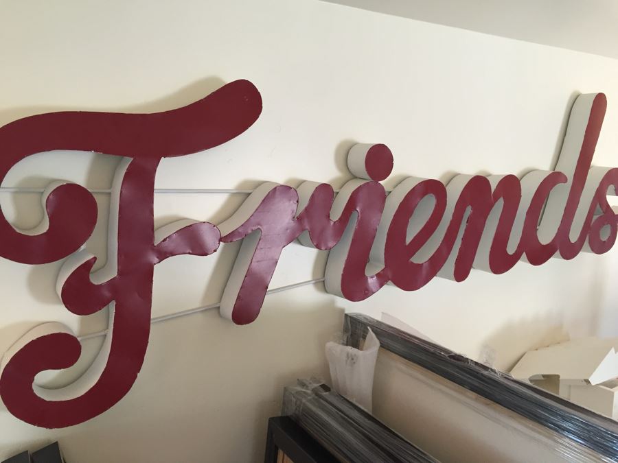 Metal Red And White 'Friends' Sculpture Wall Sign [Photo 5]