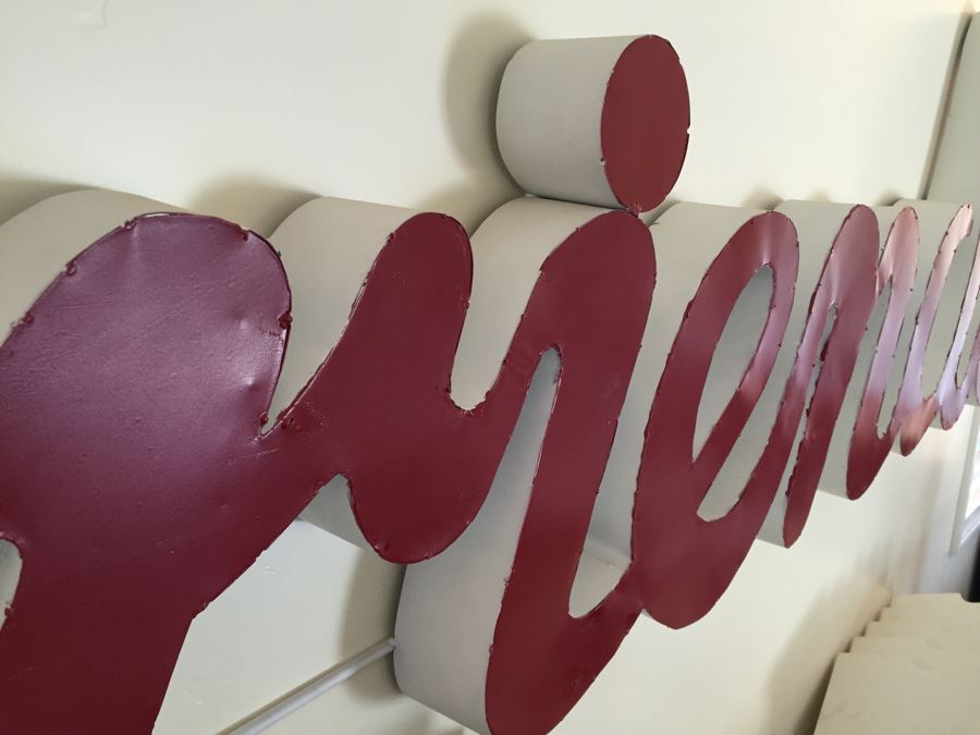 Metal Red And White 'Friends' Sculpture Wall Sign [Photo 3]