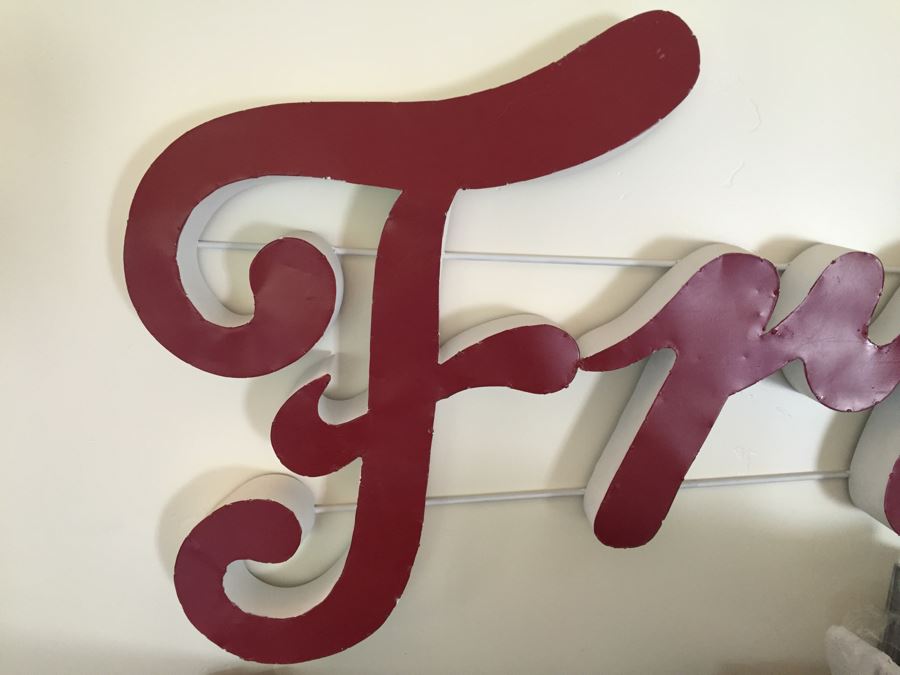 Metal Red And White 'Friends' Sculpture Wall Sign [Photo 4]