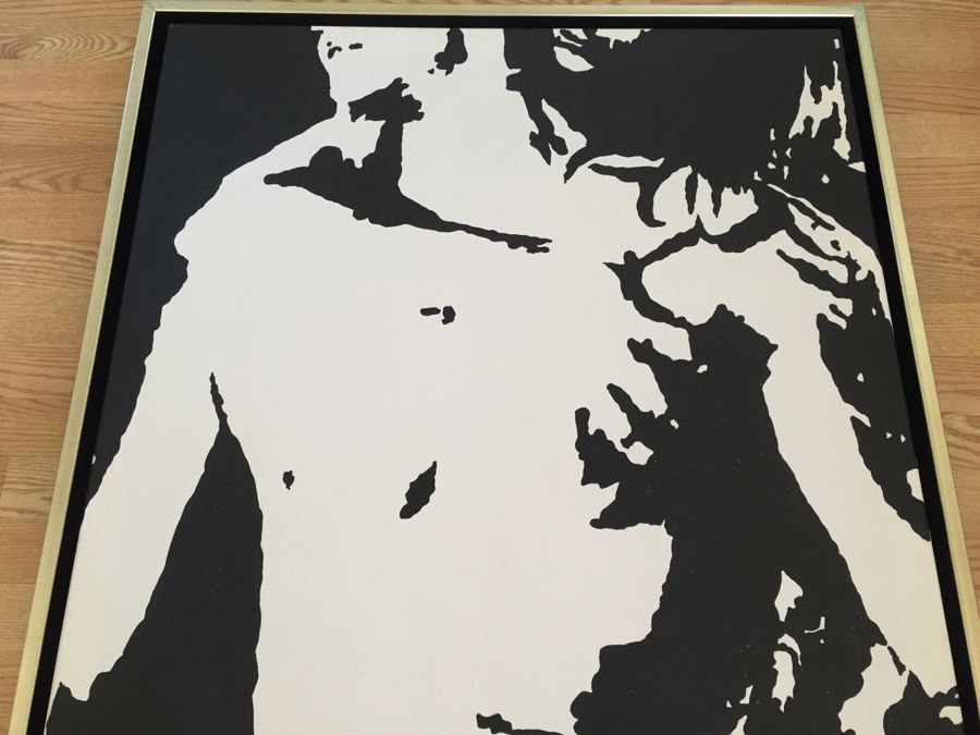 Original B&W Oil Painting Of Passionate Man And Woman Embrace By Cuban Artist Roberto Robaina On Canvas 115 X 85CM Signed Front And Back Titled 'Amandonos' To Love [Photo 7]