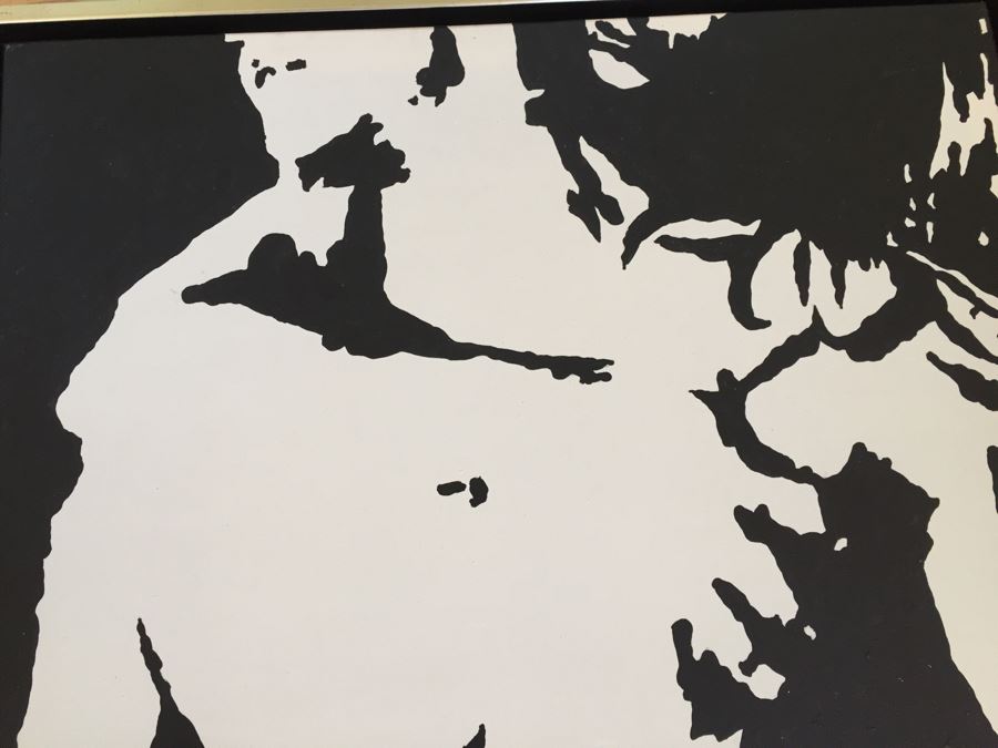 Original B&W Oil Painting Of Passionate Man And Woman Embrace By Cuban Artist Roberto Robaina On Canvas 115 X 85CM Signed Front And Back Titled 'Amandonos' To Love [Photo 8]