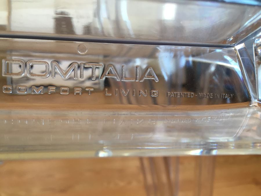 Set Of 4 Domitalia Crystal Clear Lucite Chairs Made In Italy Retails For $1,476 [Photo 14]