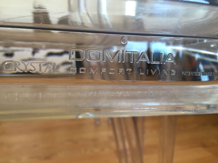 Set Of 4 Domitalia Crystal Clear Lucite Chairs Made In Italy Retails For $1,476 [Photo 13]