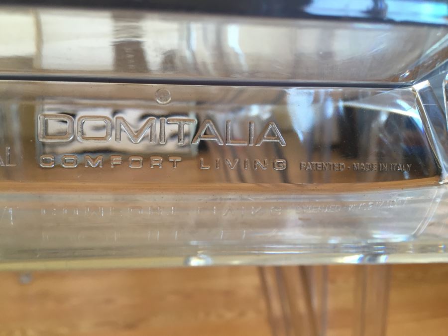 Set Of 4 Domitalia Crystal Clear Lucite Chairs Made In Italy Retails For $1,476 [Photo 3]