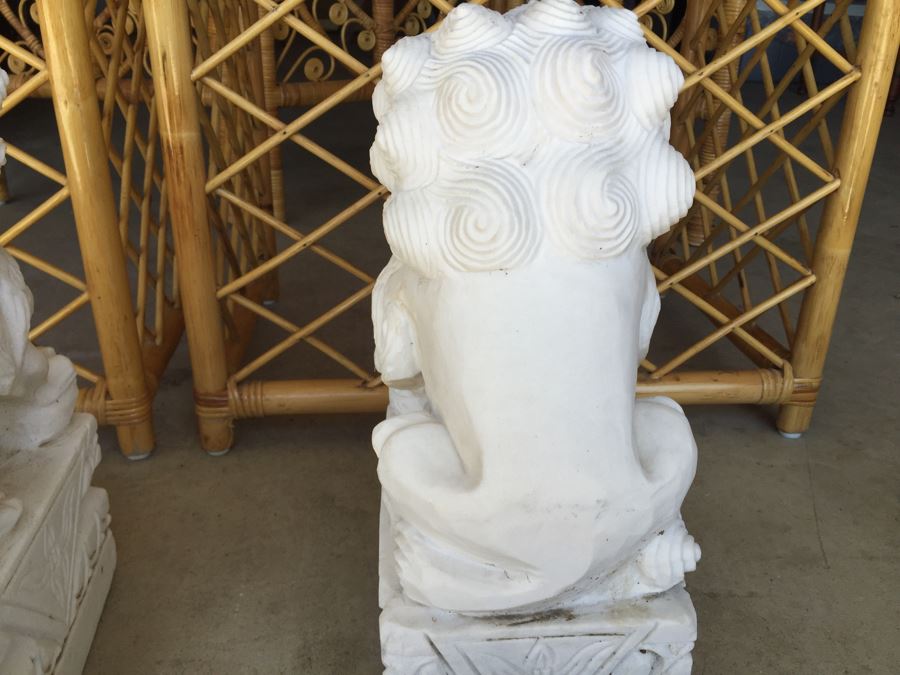 Hand Carved White Stone Foo Dogs [Photo 17]
