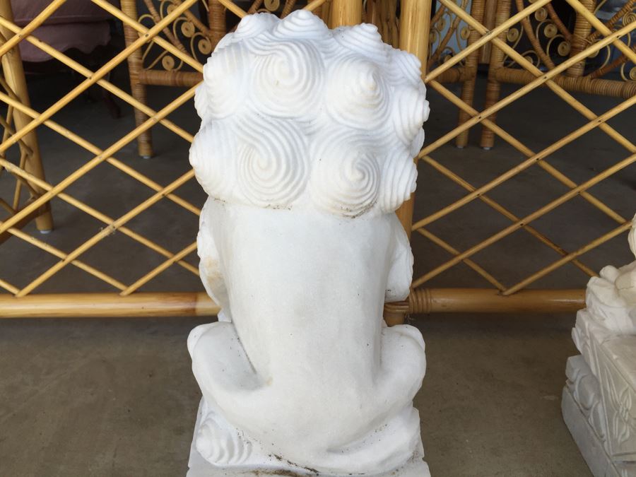 Hand Carved White Stone Foo Dogs [Photo 16]