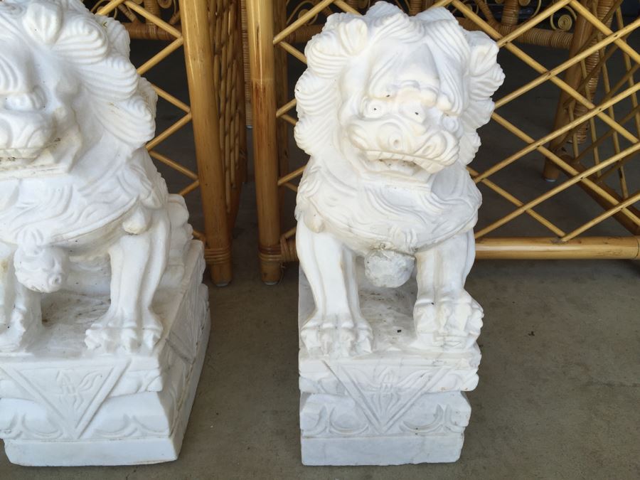 Hand Carved White Stone Foo Dogs [Photo 7]