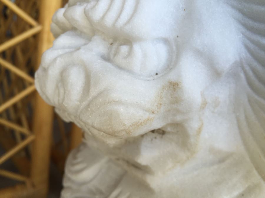Hand Carved White Stone Foo Dogs [Photo 21]