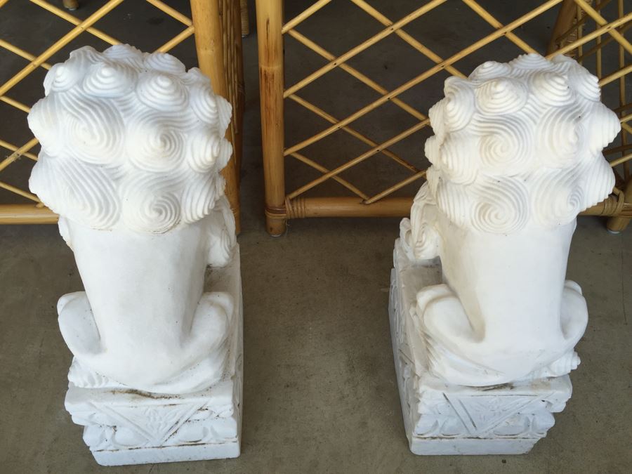 Hand Carved White Stone Foo Dogs [Photo 18]