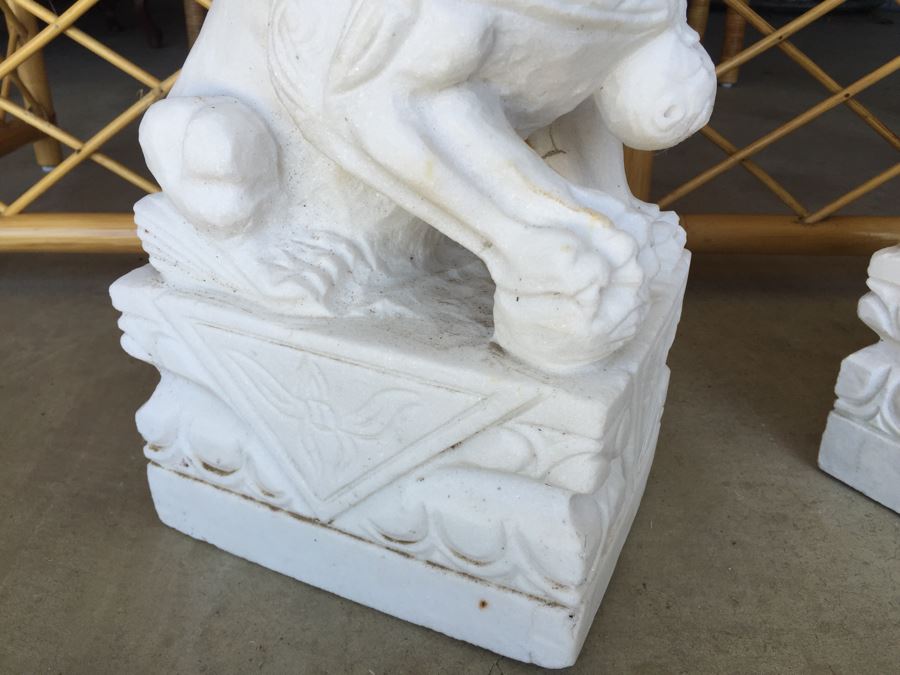 Hand Carved White Stone Foo Dogs [Photo 12]