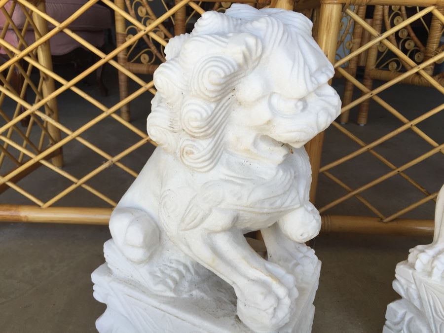 Hand Carved White Stone Foo Dogs [Photo 11]