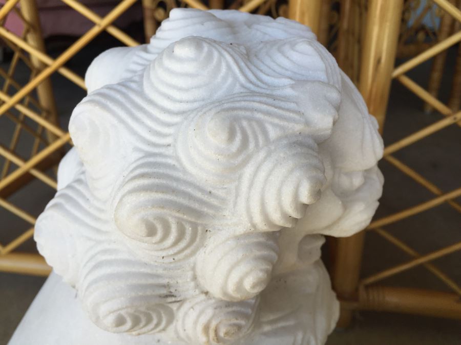 Hand Carved White Stone Foo Dogs [Photo 14]