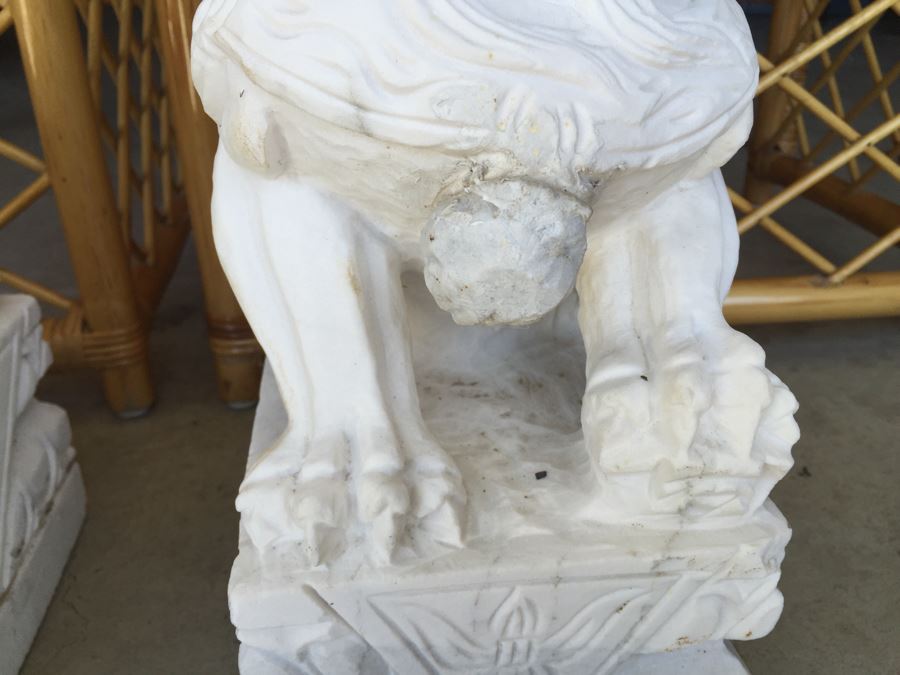 Hand Carved White Stone Foo Dogs [Photo 9]