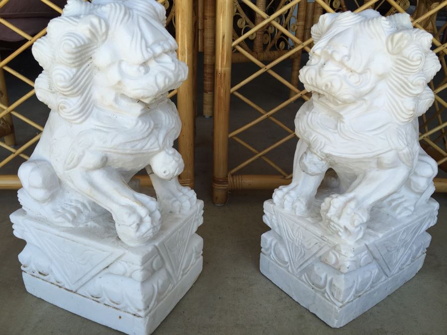 Hand Carved White Stone Foo Dogs [Photo 10]